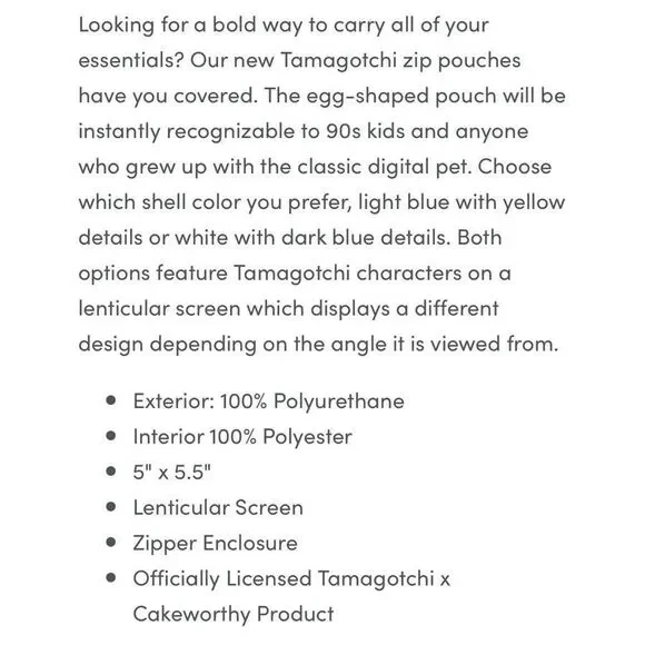 Cakeworthy x Tamagotchi White Lenticular Coin Purse Wallet New - Picture 11 of 11